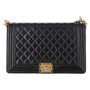 Chanel Medium New Boy Shoulder Bag in Black Calfskin Leather